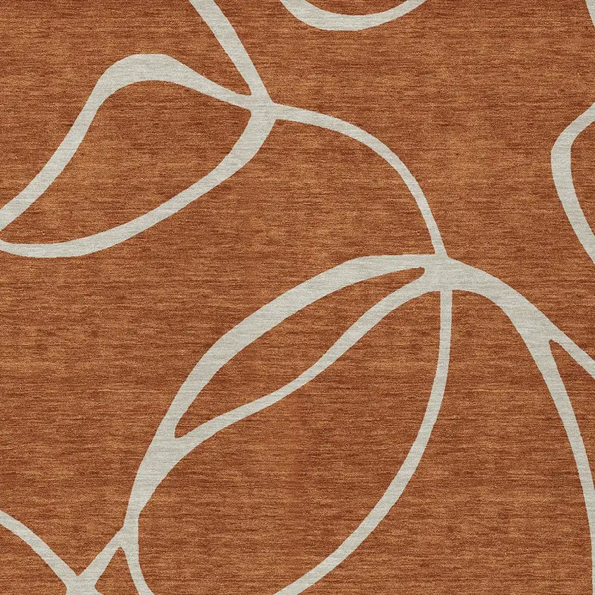 Copper And Ivory Abstract Washable Indoor Outdoor Area Rug Photo 5