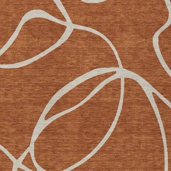 Copper And Ivory Abstract Washable Indoor Outdoor Area Rug Photo 5