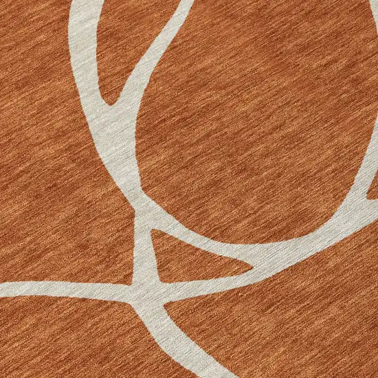 Copper And Ivory Abstract Washable Indoor Outdoor Area Rug Photo 6