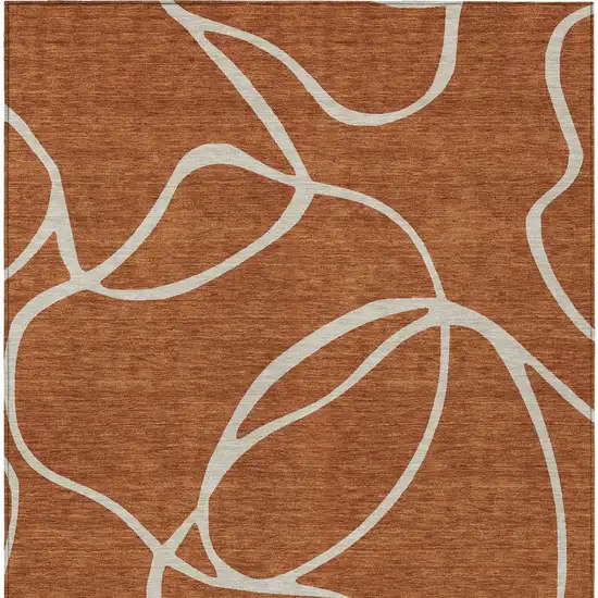 Copper And Ivory Abstract Washable Indoor Outdoor Area Rug Photo 7