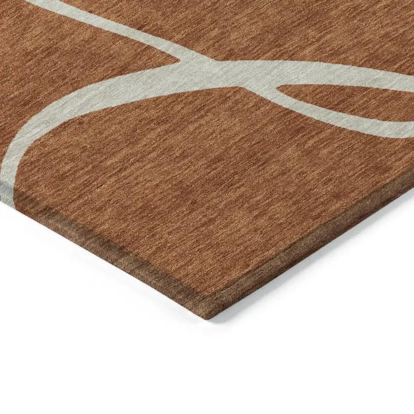Copper And Ivory Abstract Washable Indoor Outdoor Area Rug Photo 4