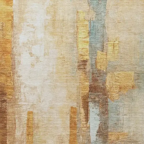 Copper And Ivory Abstract Washable Indoor Outdoor Area Rug Photo 1