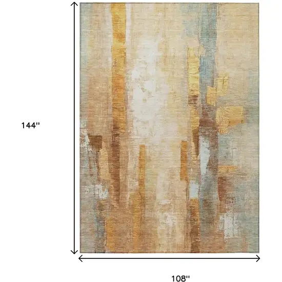 Copper And Ivory Abstract Washable Indoor Outdoor Area Rug Photo 9
