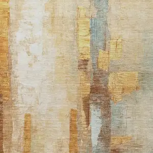 Photo of Copper And Ivory Abstract Washable Indoor Outdoor Area Rug