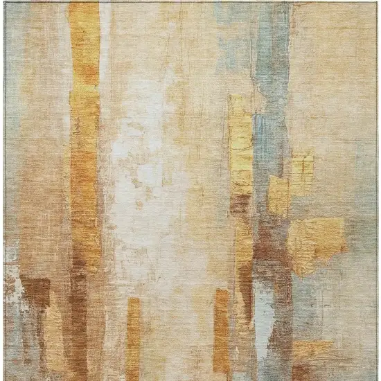 Copper And Ivory Abstract Washable Indoor Outdoor Area Rug Photo 7