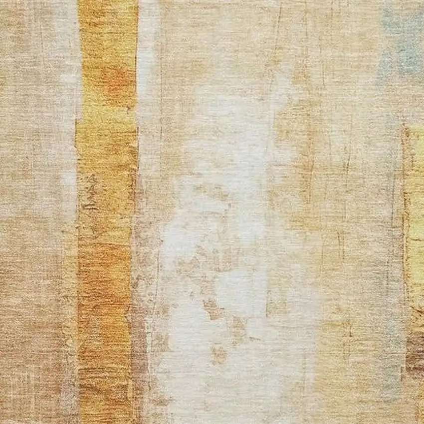 Copper And Ivory Abstract Washable Indoor Outdoor Area Rug Photo 3