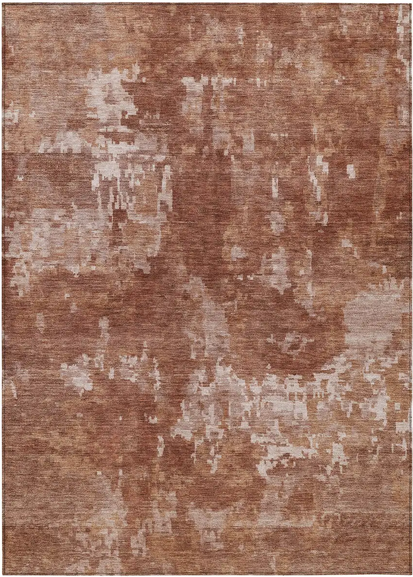 Copper And Ivory Abstract Washable Indoor Outdoor Area Rug Photo 2