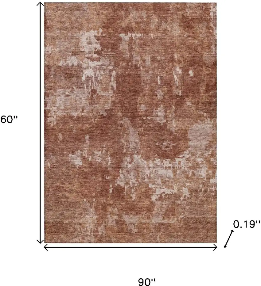 Copper And Ivory Abstract Washable Indoor Outdoor Area Rug Photo 3