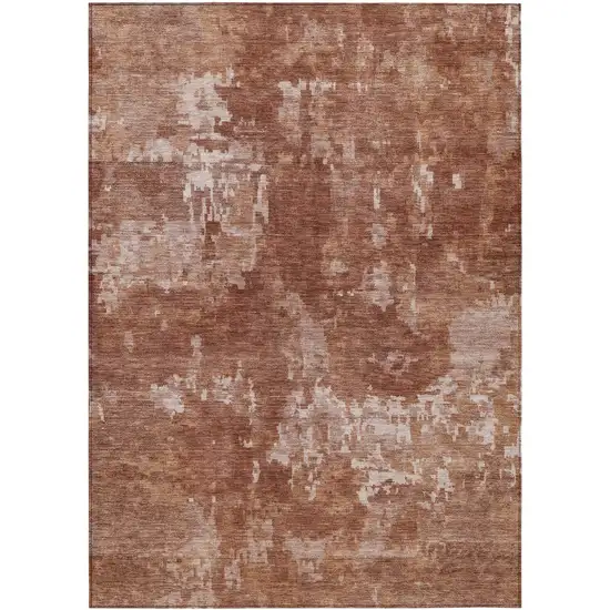 Copper And Ivory Abstract Washable Indoor Outdoor Area Rug Photo 2