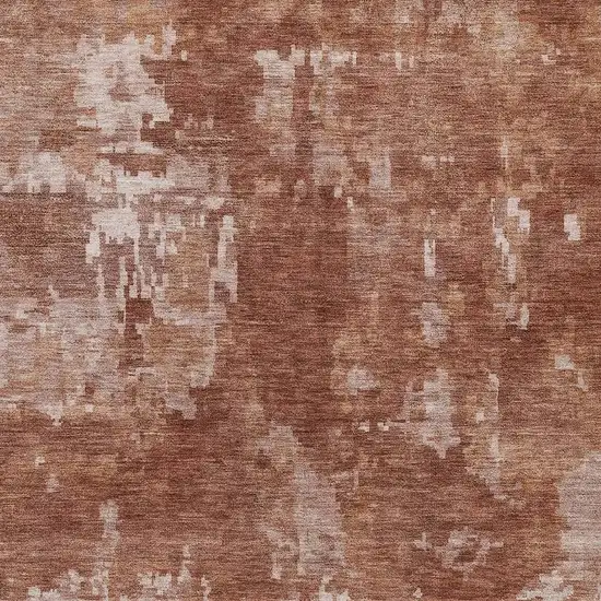 Copper And Ivory Abstract Washable Indoor Outdoor Area Rug Photo 8