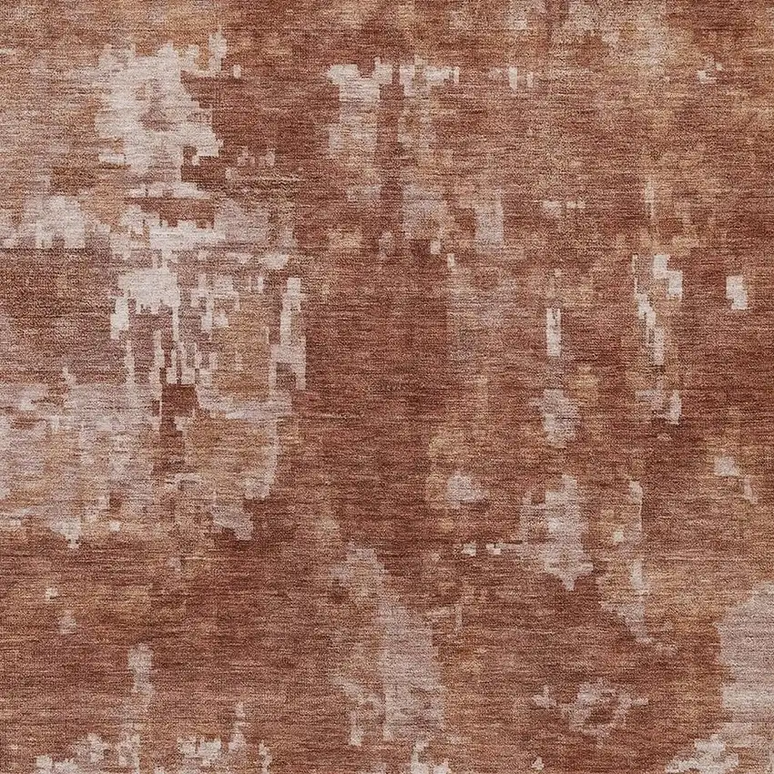 Copper And Ivory Abstract Washable Indoor Outdoor Area Rug Photo 8