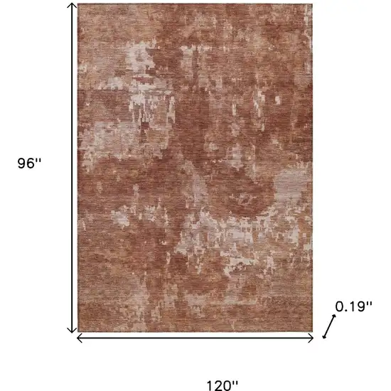 Copper And Ivory Abstract Washable Indoor Outdoor Area Rug Photo 3