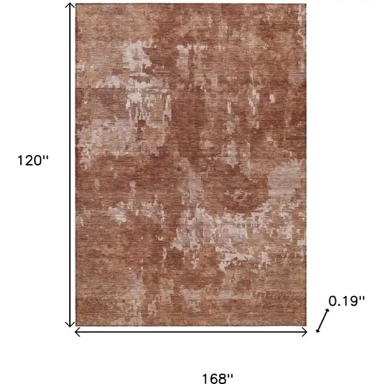 Copper And Ivory Abstract Washable Indoor Outdoor Area Rug Photo 3
