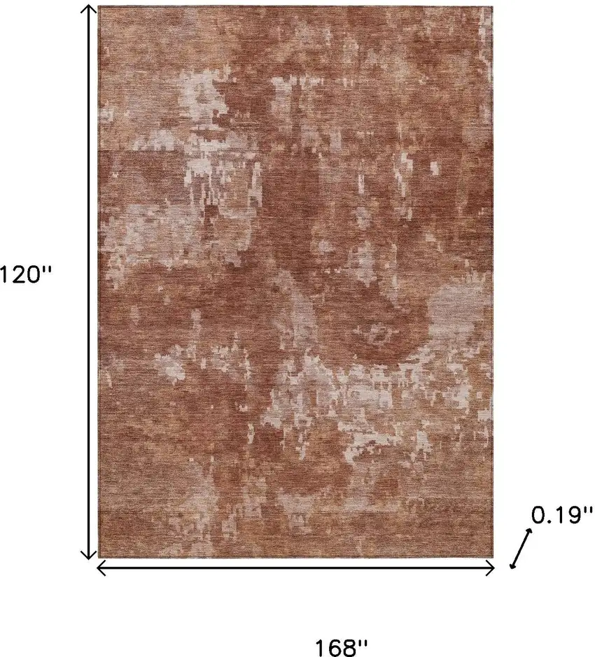 Copper And Ivory Abstract Washable Indoor Outdoor Area Rug Photo 3