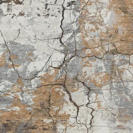 Copper And Ivory Abstract Washable Indoor Outdoor Area Rug Photo 2