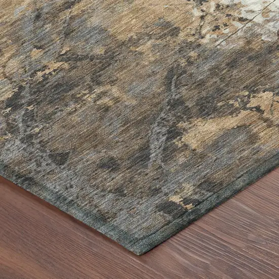 Copper And Ivory Abstract Washable Indoor Outdoor Area Rug Photo 8