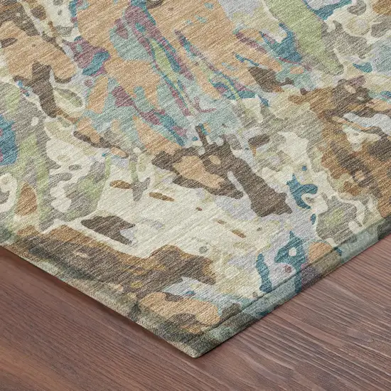 Copper And Ivory Abstract Washable Indoor Outdoor Area Rug Photo 8