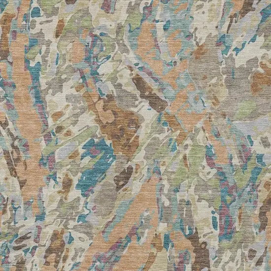 Copper And Ivory Abstract Washable Indoor Outdoor Area Rug Photo 2