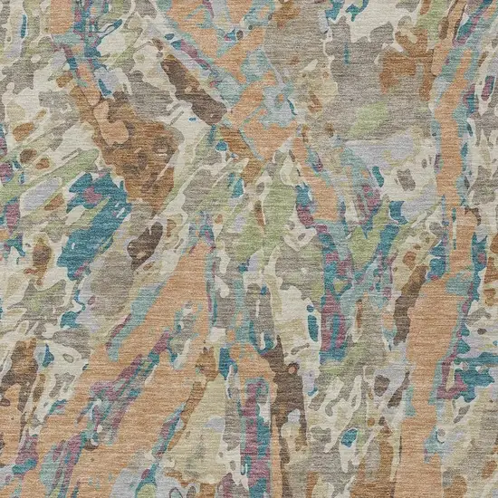 Copper And Ivory Abstract Washable Indoor Outdoor Area Rug Photo 2
