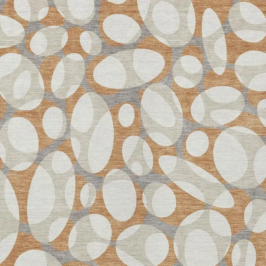 Copper And Ivory Abstract Washable Indoor Outdoor Area Rug Photo 2