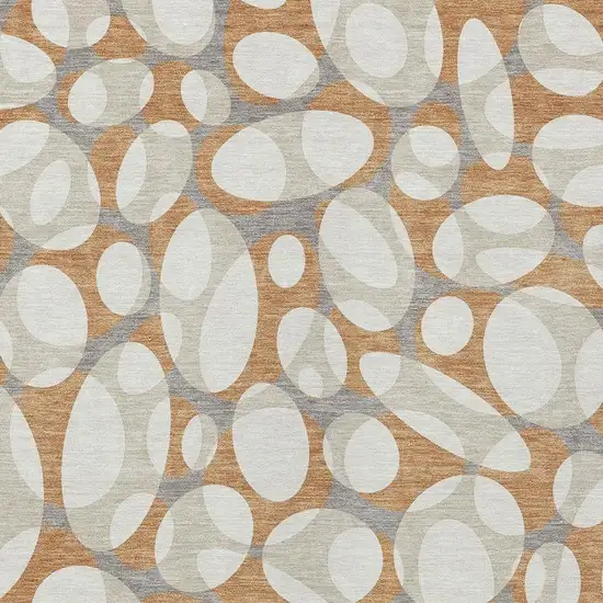 Copper And Ivory Abstract Washable Indoor Outdoor Area Rug Photo 2