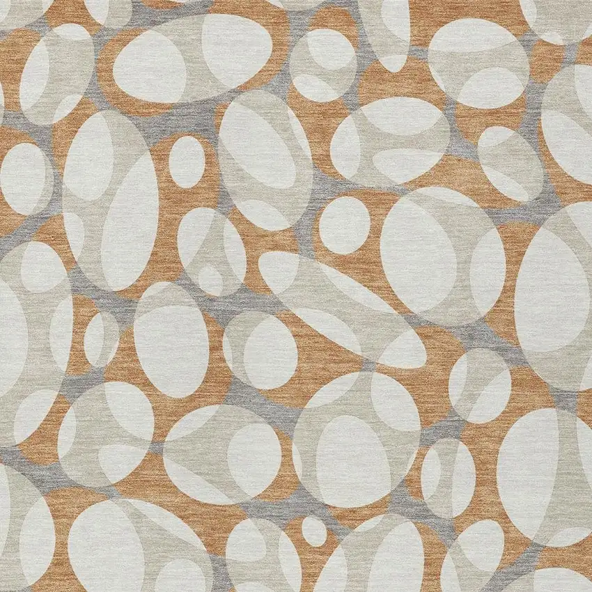 Copper And Ivory Abstract Washable Indoor Outdoor Area Rug Photo 2