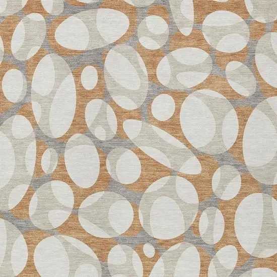 Copper And Ivory Abstract Washable Indoor Outdoor Area Rug Photo 2