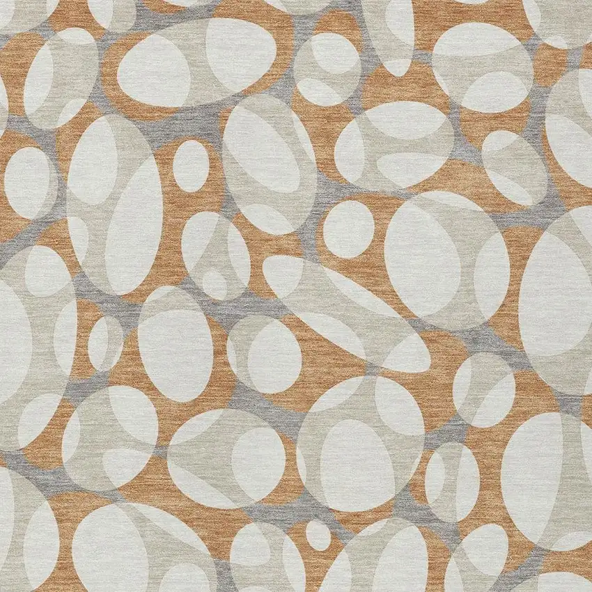 Copper And Ivory Abstract Washable Indoor Outdoor Area Rug Photo 2