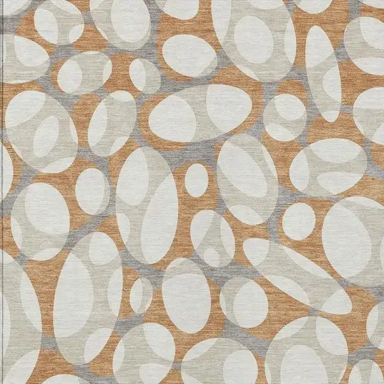 Copper And Ivory Abstract Washable Indoor Outdoor Area Rug Photo 2