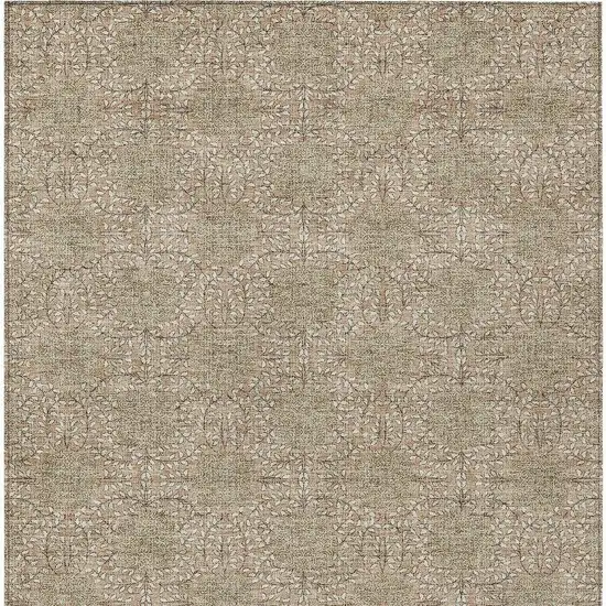 Copper And Ivory Damask Washable Indoor Outdoor Area Rug Photo 4