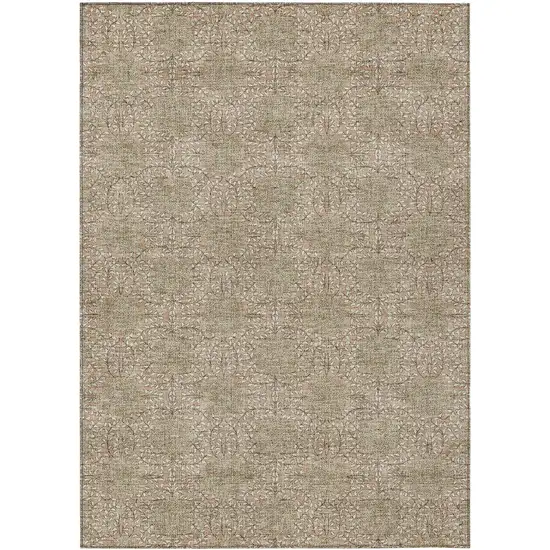 Copper And Ivory Damask Washable Indoor Outdoor Area Rug Photo 1