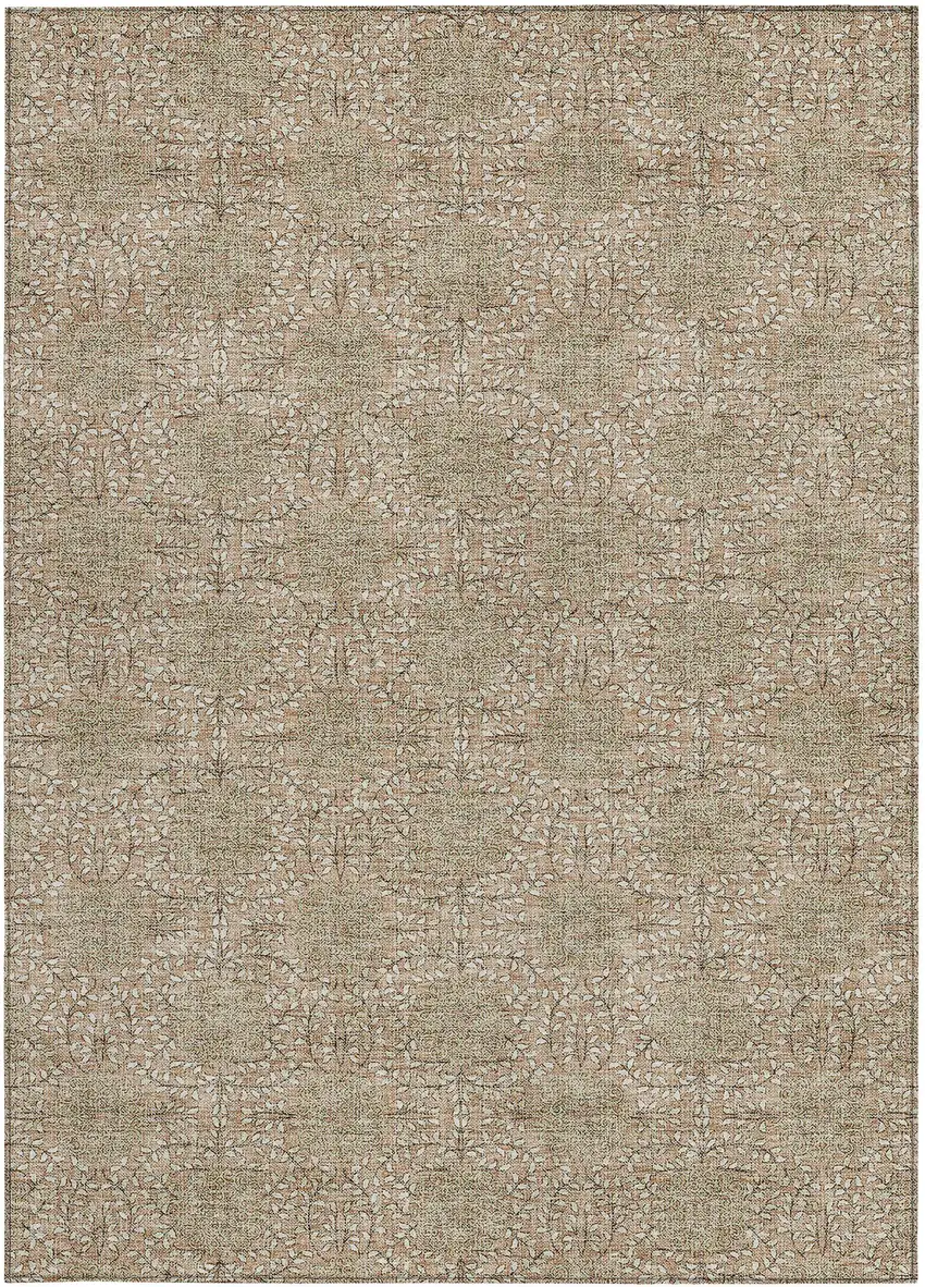 Copper And Ivory Damask Washable Indoor Outdoor Area Rug Photo 4
