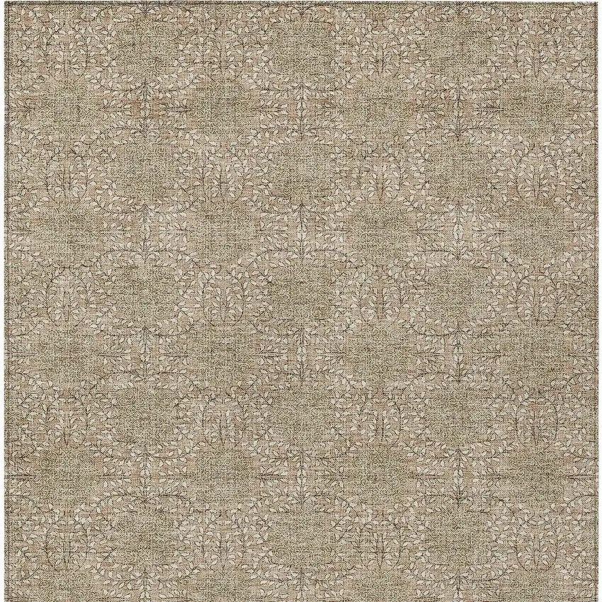 Copper And Ivory Damask Washable Indoor Outdoor Area Rug Photo 3