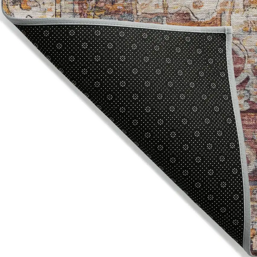 Copper And Ivory Floral Medallion Washable Indoor Outdoor Area Rug Photo 3