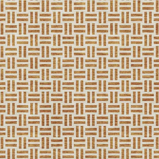 Copper And Ivory Geometric Washable Area Rug With UV Protection Photo 2