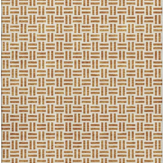 Copper And Ivory Geometric Washable Area Rug With UV Protection Photo 3