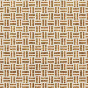 Photo of Copper And Ivory Geometric Washable Area Rug With UV Protection