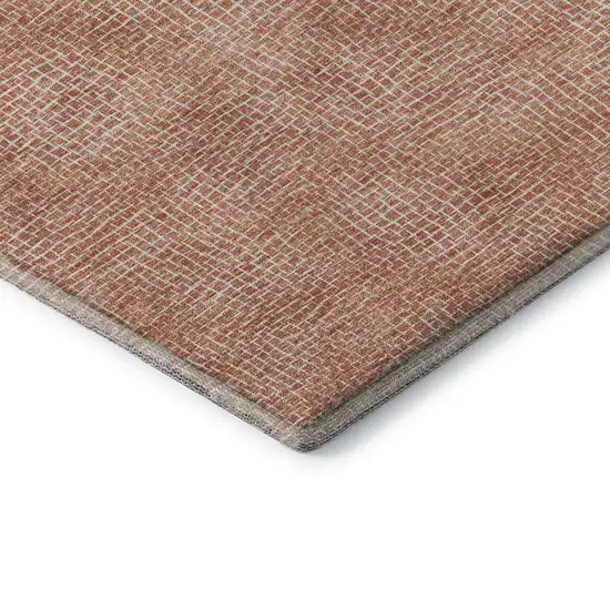 Copper And Ivory Geometric Washable Area Rug With UV Protection Photo 7