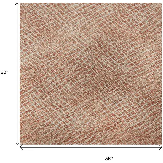 Copper And Ivory Geometric Washable Area Rug With UV Protection Photo 9