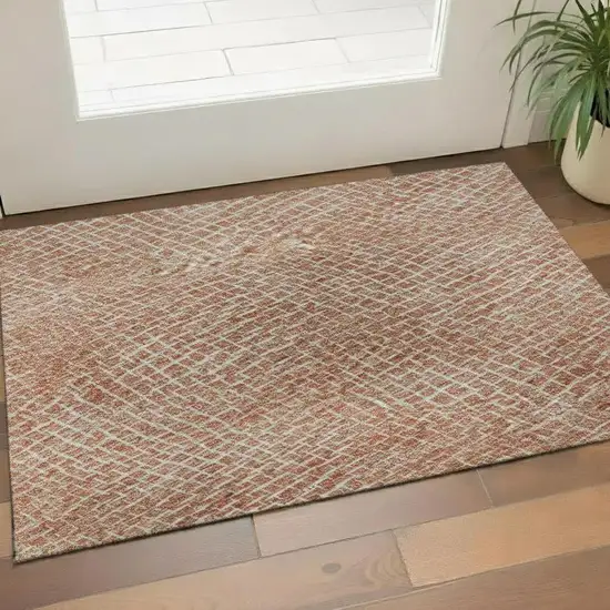 Copper And Ivory Geometric Washable Area Rug With UV Protection Photo 2