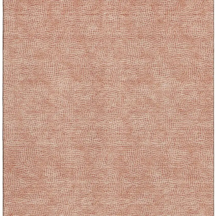 Copper And Ivory Geometric Washable Area Rug With UV Protection Photo 4