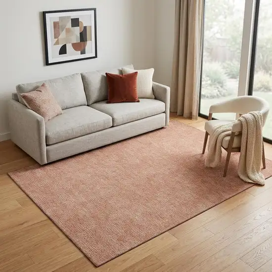 Copper And Ivory Geometric Washable Area Rug With UV Protection Photo 1