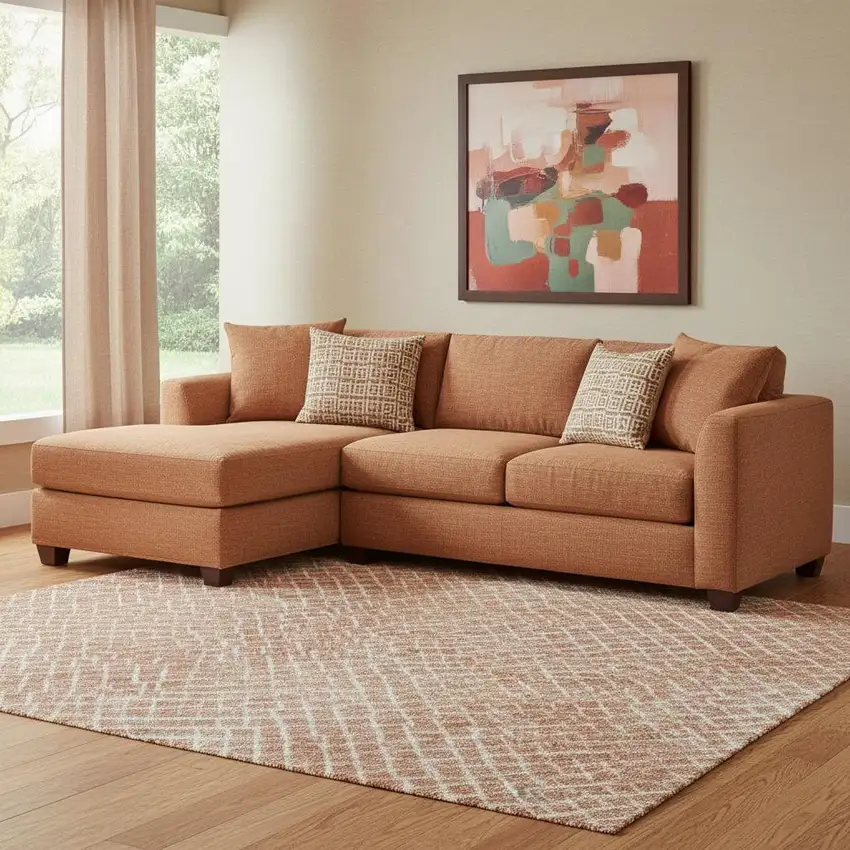 Copper And Ivory Geometric Washable Area Rug With UV Protection Photo 2