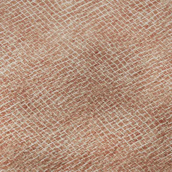 Copper And Ivory Geometric Washable Area Rug With UV Protection Photo 1