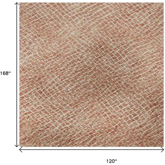 Copper And Ivory Geometric Washable Area Rug With UV Protection Photo 9