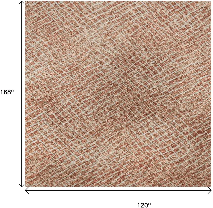 Copper And Ivory Geometric Washable Area Rug With UV Protection Photo 9