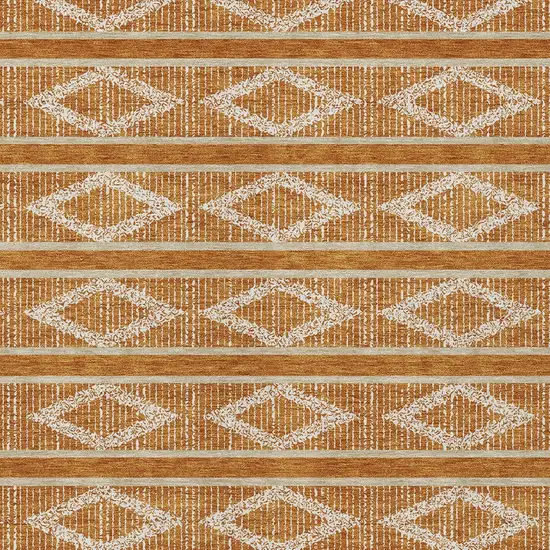 Copper And Ivory Geometric Washable Indoor Outdoor Area Rug Photo 7