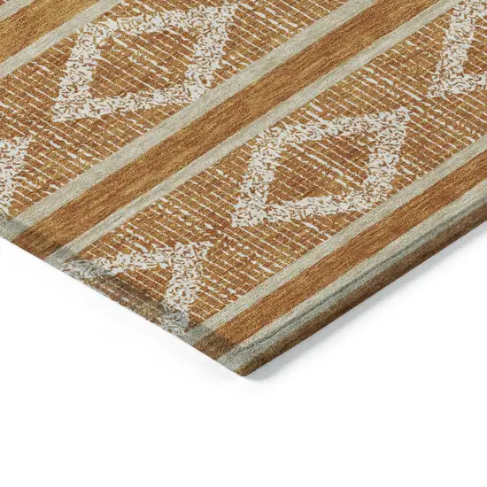 Copper And Ivory Geometric Washable Indoor Outdoor Area Rug Photo 5