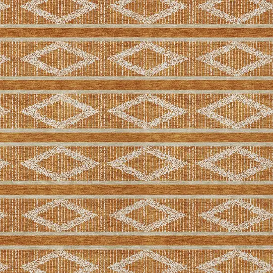 Copper And Ivory Geometric Washable Indoor Outdoor Area Rug Photo 7