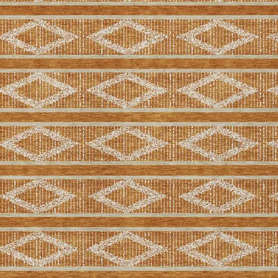 Copper And Ivory Geometric Washable Indoor Outdoor Area Rug Photo 7